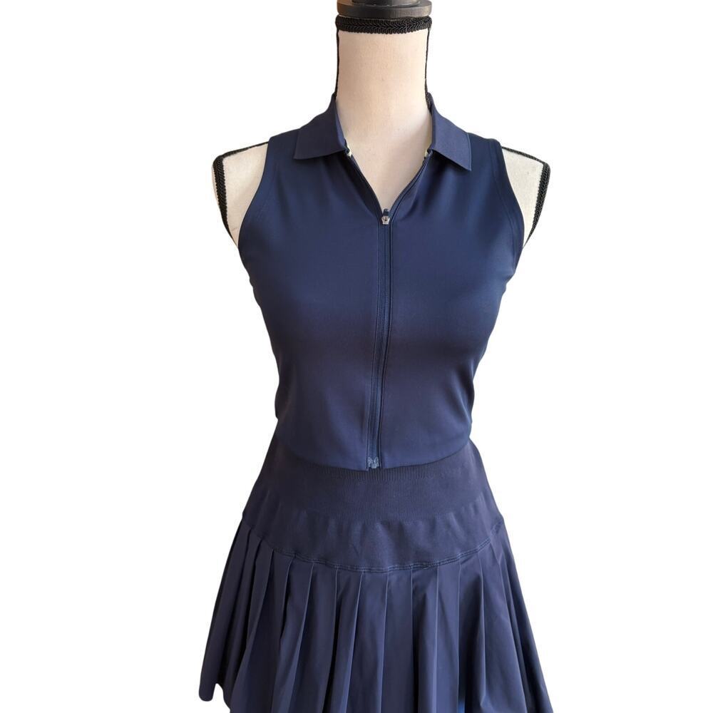 Wilson Riverside Cropped Sleeveless Polo Women’s Medium Navy Tennis Top